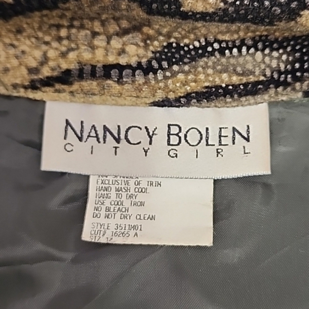 Nancy Bolen Jacket Faux Suede with Animal Print Accents Green Plus Size 14 - Picture 10 of 15